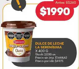 Supermercados Tadicor La serenísima dulce de leche oferta
