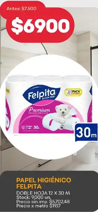 Supermercados Tadicor Felpita papel higiénico doble hoja oferta