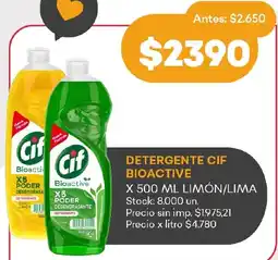 Supermercados Tadicor Cif detergente bioactive limón/lima oferta