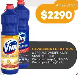 Supermercados Tadicor Vim lavandina en gel variedades oferta
