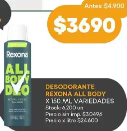 Supermercados Tadicor Rexona all body desodorante oferta