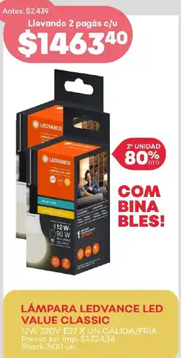 Supermercados Tadicor Lámpara ledvance led value classic oferta