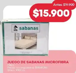 Supermercados Tadicor Sabanas microfibra JUEGO DE SABANAS MICROFIBRA oferta