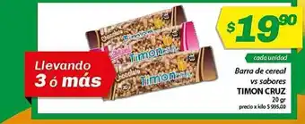 Almacor Timon Cruz Barra de cereal vs sabores 20gr oferta