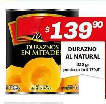 Almacor Al Natural Durazno 820gr oferta