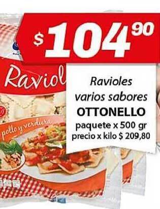 Almacor Ottonello Ravioles Varios Sabores paquete x 500gr oferta