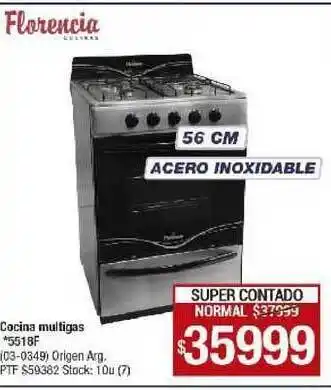 Lombardi Florencia Cocina Multigas 5518F oferta