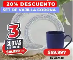 Supermayorista Vital Set de vajilla corona oferta