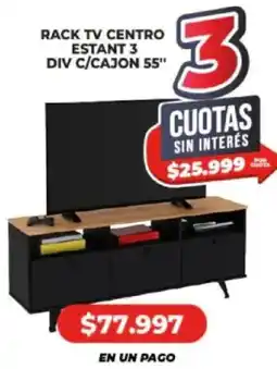 Supermayorista Vital Rack tv centro estant 3 div c/cajon 55" oferta