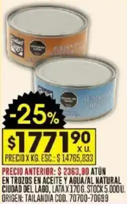 Coto Atún en trozos en aceite y agua/al natural ciudad del lago, lata oferta