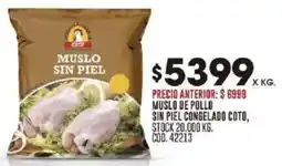 Coto Muslo de pollo sin piel congelado coto oferta