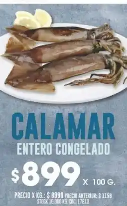 Coto Calamar entero congelado oferta