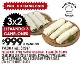 Coto Canelones de ricota y queso/espinaca y parmesano/ pollo y verdura oferta