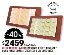 Coto Sorrentinos de nuez, albahaca y ricota/mediterráneo oferta
