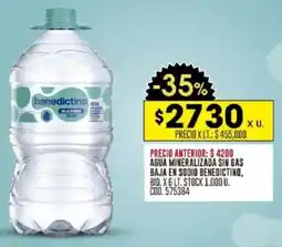 Coto Agua mineralizada sin gas baja en sodio benedictino, bid. oferta