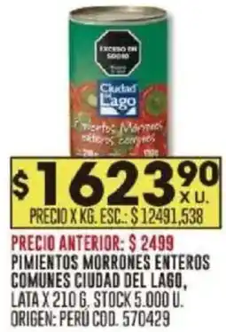 Coto Pimientos morrones enteros comunes ciudad del lago, lata oferta