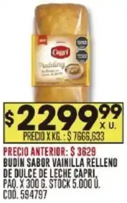 Coto Capri budin sabor vainilla relleno de dulce de leche oferta