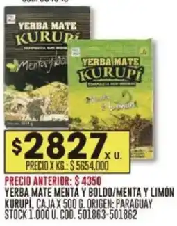 Coto Yerba mate menta y boldo/menta y limón kurupí, caja oferta
