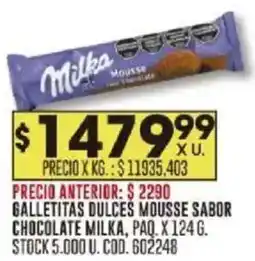 Coto Milka galletitas dulces mousse sabor chocolate oferta