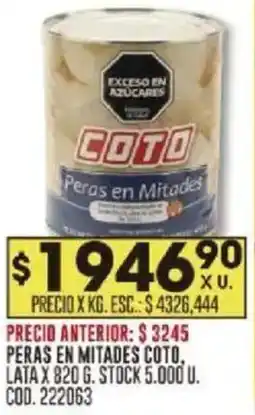 Coto Peras en mitades coto, lata oferta