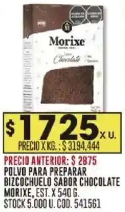 Coto Morixe polvo para preparar bizcochuelo sabor chocolate, est. oferta