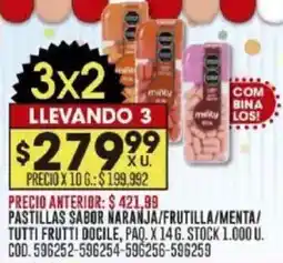 Coto Pastillas sabor narahja/frutilla/menta/tutti frutti docile oferta