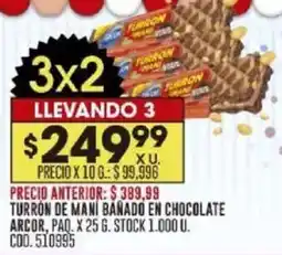 Coto Arcor turrón de mani baño en chocolate oferta