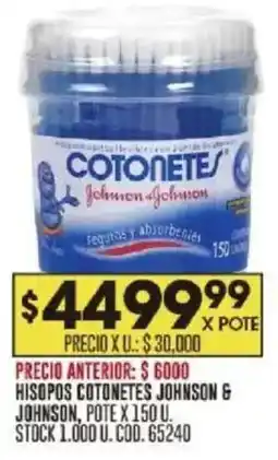 Coto Johnson & johnson hisopos cotonetes pote oferta