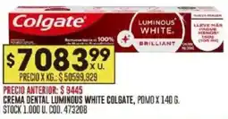 Coto Colgate crema dental luminous white, pomo oferta