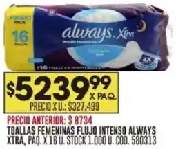 Coto Always xtra toallas femeninas flujo intenso, paq. oferta