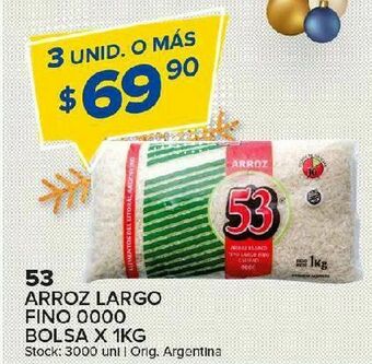 Carrefour Arroz largo fino 0000 kg 53 oferta