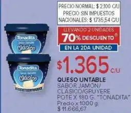 Carrefour Tonadita queso untable sabor jamón/ clásico/gruyere pote oferta