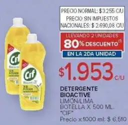 Carrefour Cif detergente bioactive limón/lima botella oferta