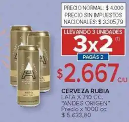 Carrefour Andes origen cerveza rubia lata oferta