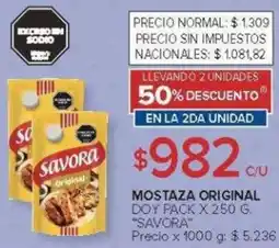 Carrefour Savora mostaza original doy pack oferta
