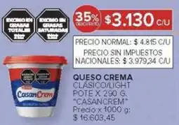 Carrefour Casancrem queso crema clásico/light pote oferta
