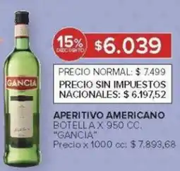 Carrefour Gancia aperitivo americano botella oferta
