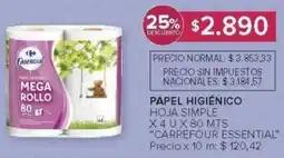 Carrefour Carrefour essential papel higiénico hoja simple oferta