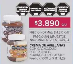 Carrefour Carrefour classic crema de avellanas con cacao/duo pote oferta