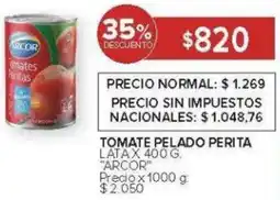 Carrefour Arcor tomate pelado perita lata oferta