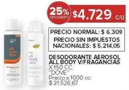 Carrefour Dove desodorante aerosol all body v/fragancias oferta