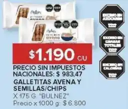 Carrefour Bulnez galletitas avena y semillas/chips oferta