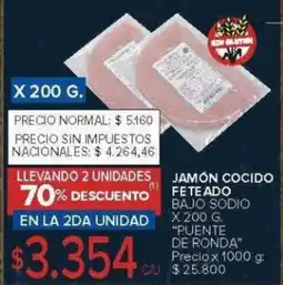 Carrefour Puente de ronda jamón cocido fete ado bajo sodio oferta