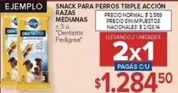 Carrefour Dentastix pedigree snack para perros triple acción razas medianas oferta