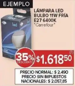 Carrefour Carrefour lampara led bulbo 11w fría e27 6400k oferta