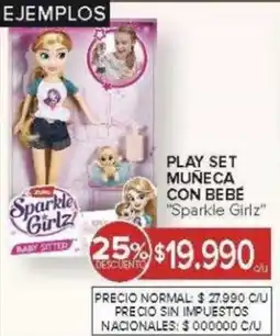 Carrefour Sparkle girlz play set muñeca con bebé oferta