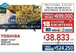 Carrefour Toshiba smart tv 50" vidaa 4k oferta