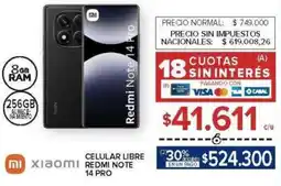 Carrefour Xiaomi redmi note celular libre 14 pro oferta