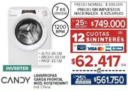 Carrefour Candy lavarropas carga frontal oferta