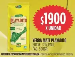 Supermercados Vea Playadito yerba mate suave, con palo, paq. oferta